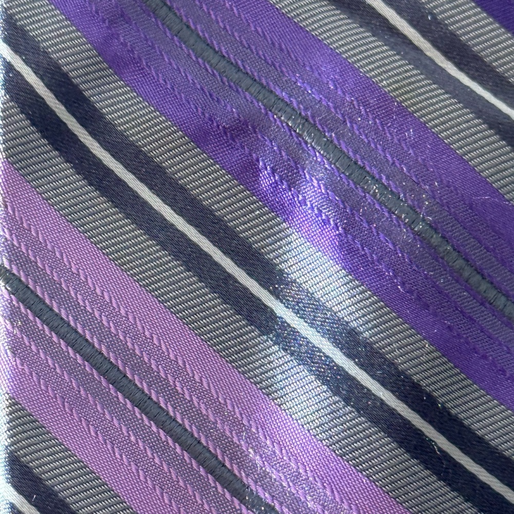 Calvin Klein Purple and Gray Striped Tie